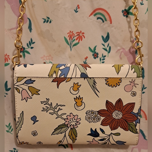 NWOT Tory Burch Robinson White Floral Saffiano Leather Boho Crossbody Purse Bag - Picture 3 of 16